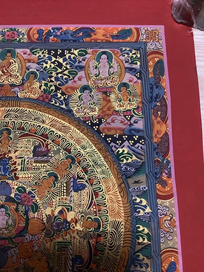《 チベット密教　新品　1点物 》 手描き　曼荼羅　仏陀　釈迦　仏画　仏教　e8