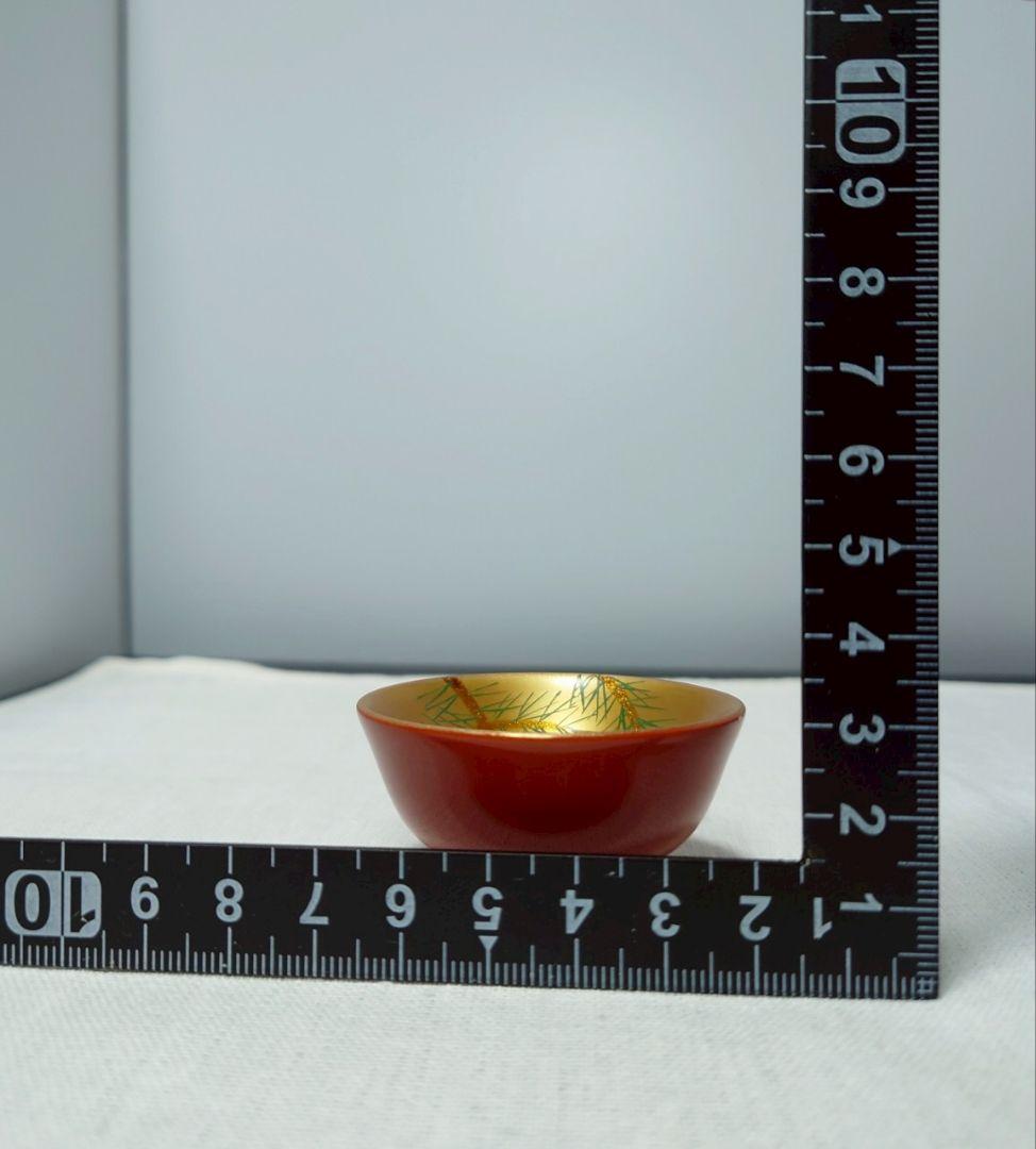 値下げ【新品未使用】会津漆器　金地1.8小盃　5客　鶴亀松竹梅　手描き　会津塗り