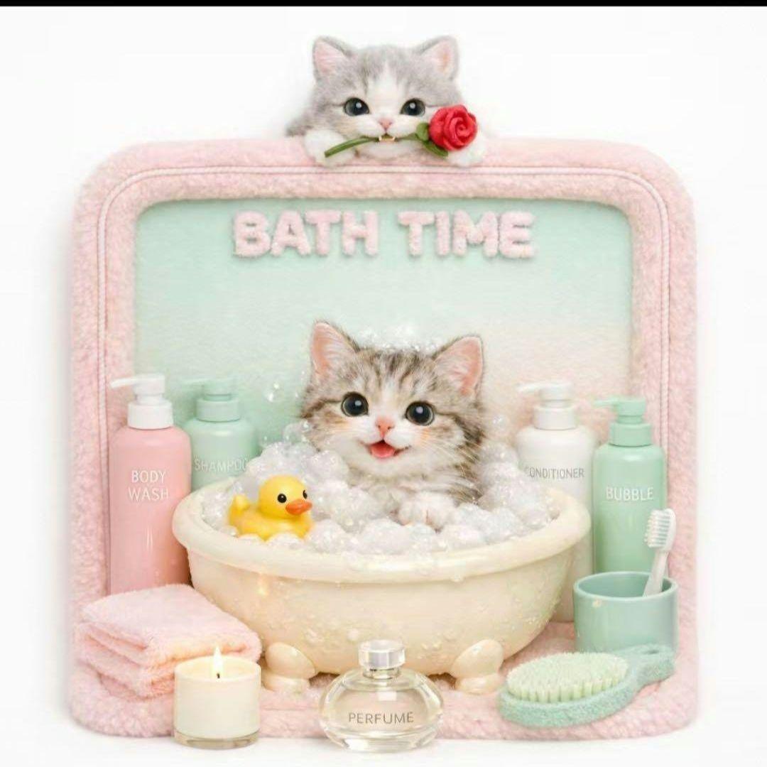 バスタイムねこちゃんパネル生地　ハンドメイド