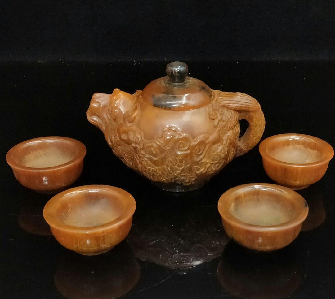 コレクションサイ角茶器セット書斎置物3