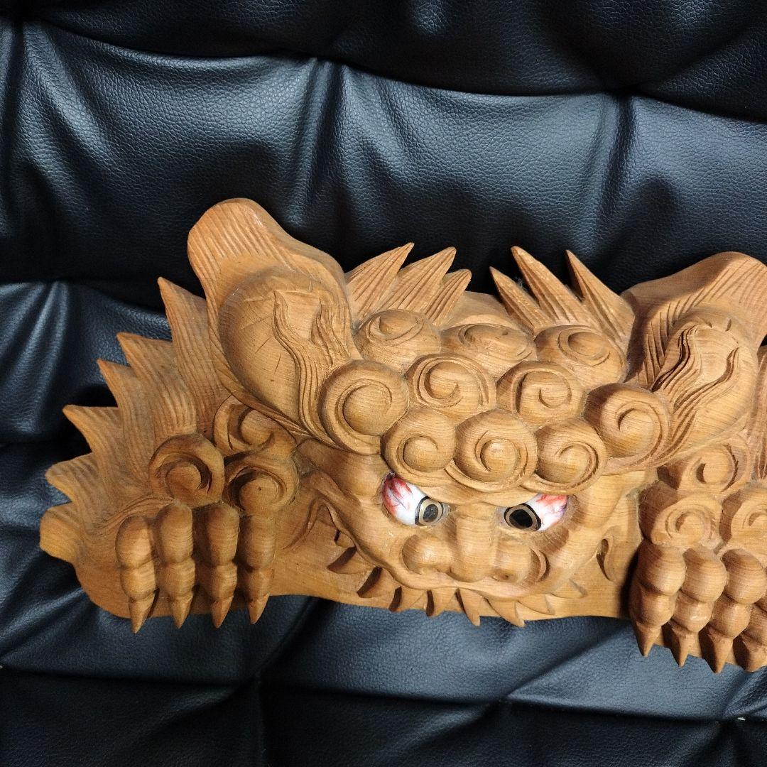 だんじり 40cm 木彫 鬼板 獅噛 魔除 アンティーク