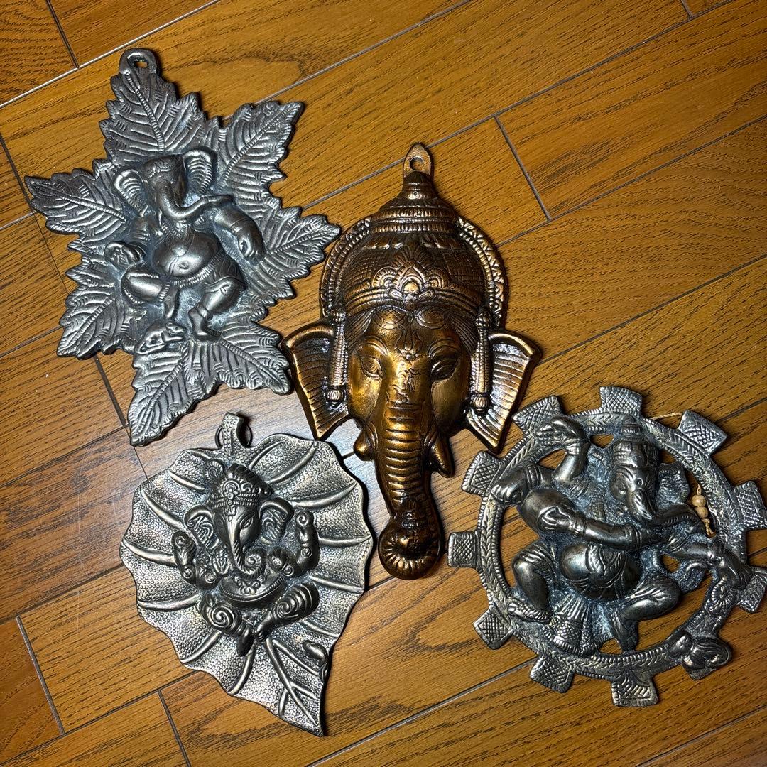 金運・学問の神様 ガネーシャ 壁掛け 3種セット 19〜25cm