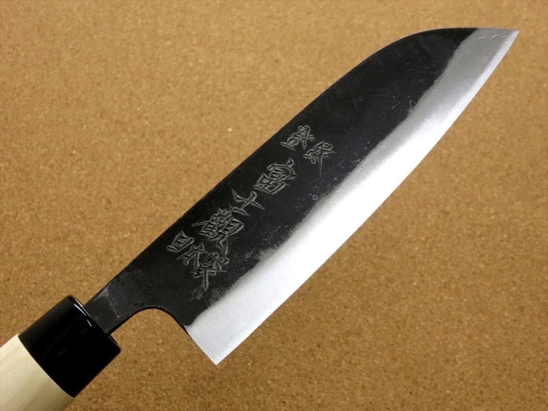 関の刃物 三徳包丁 160mm 黒打 青紙2号 軟鉄 魚 肉切り 両刃 万能包丁