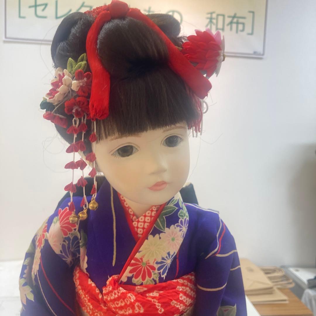 紫色の着物 日本人形