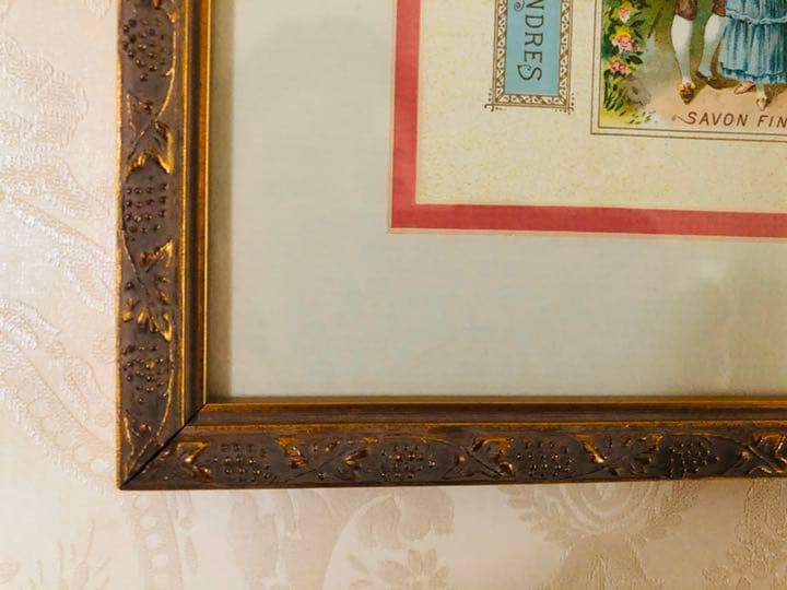 フランスアンティーク　額装品　可愛い恋人達の宮廷画