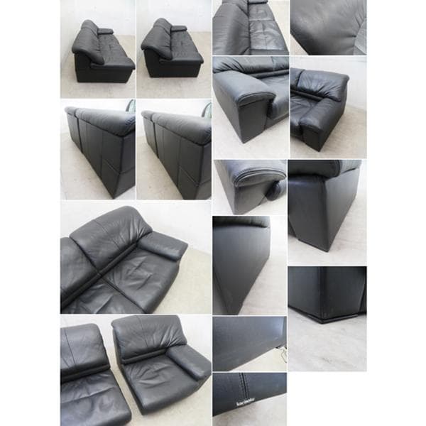 美品■カリモク■総革■2人掛けソファ■エグゼクティブ■ブラック■セパレート■応接