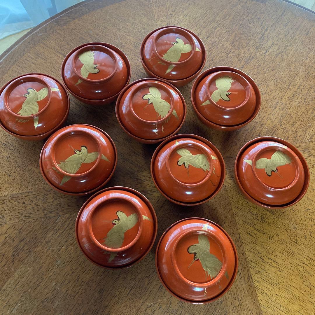 アンティーク　漆器　菓子器　10客