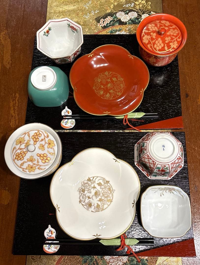 ❤️専用♡特選✨古伊万里金彩お膳【MIKASA 橘吉　乃りたけ　漆塗盆】14品