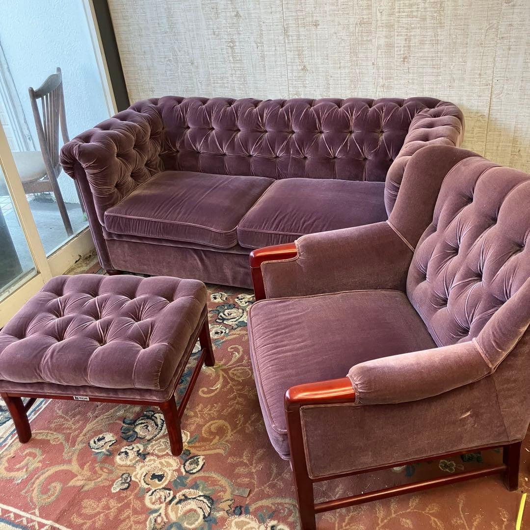 昭和レトロ マルニ木工 ベロアソファ 一人掛けソファー アームチェア クラシック