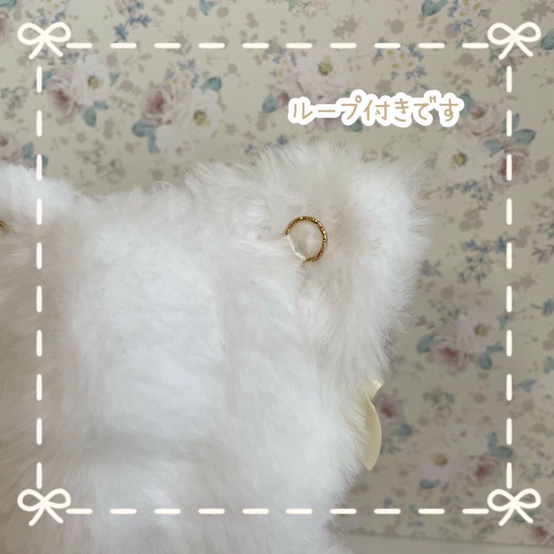 ツイードリボンのくまさん12〜14cm/ピンクのボディ❤︎おすわぬい服 ちびぐるみ