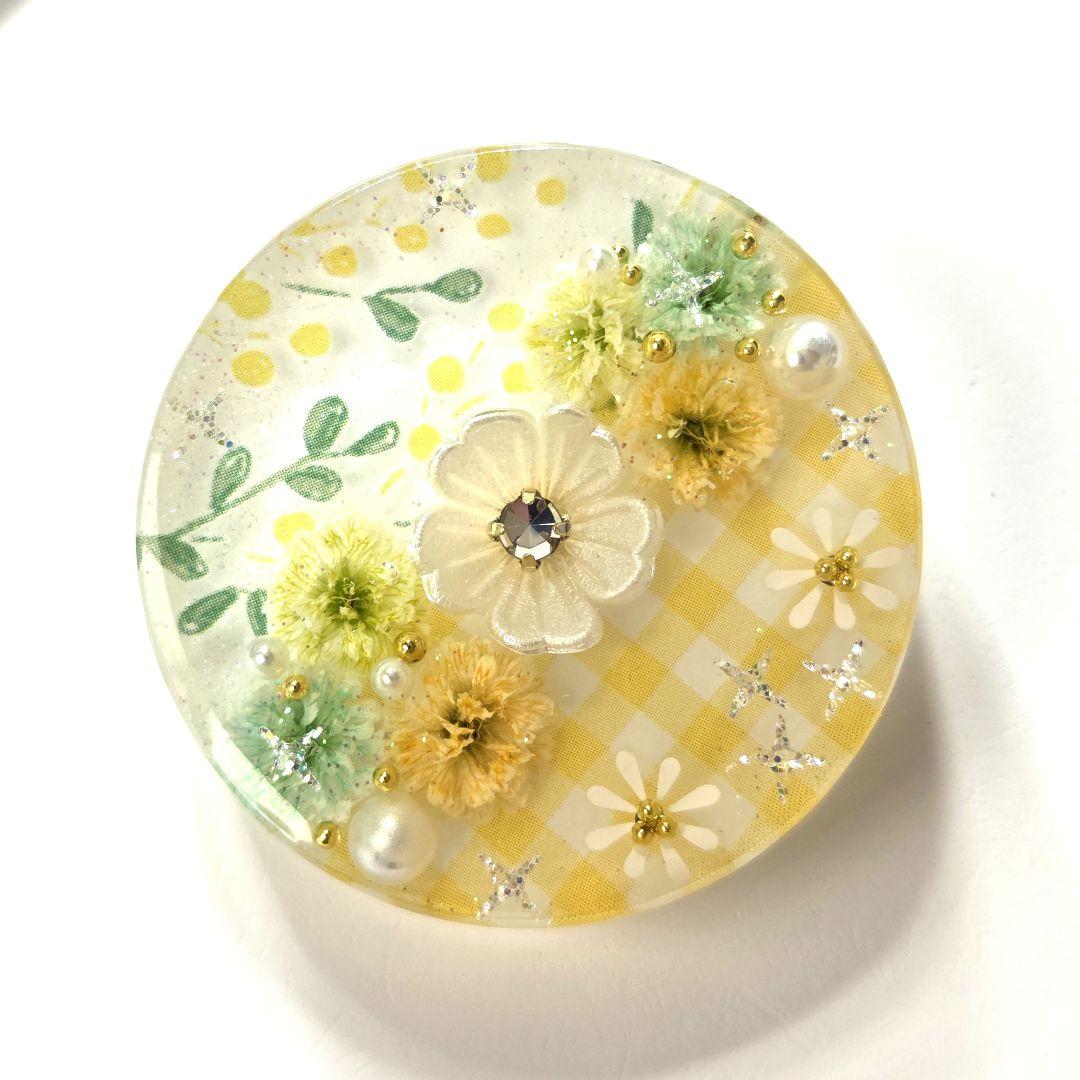 レジンヘアゴム　ヘアアクセサリー 丸　約3.5cm　桜　ピンク　No.18